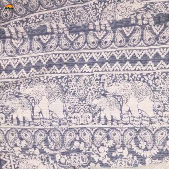 Palazzo Pants Wide Leg Multicolor Elastic Waist Paisley Cotton Knit Women's M - Picture 10 of 11